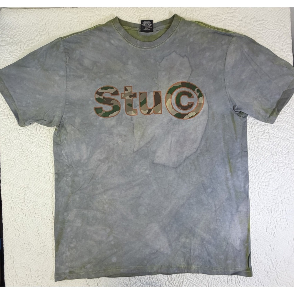 Stussy Stu C Tie Dye Camouflage Graphic T Shirt Men's Large